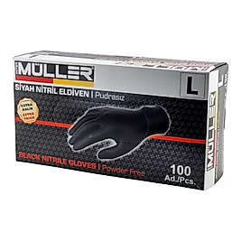 Müller Siyah Nitril Eldiven Pudrasız EXTRA KALIN (100'lü)