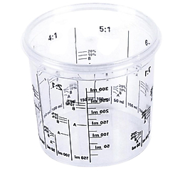 Ölçekli Plastik Boya Karıştırma  Kap PP Sert Kapaklı 385 ml.