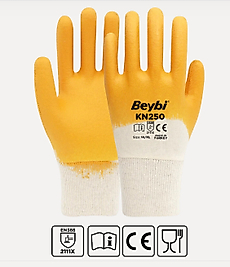 Beybi Kn250 Pamuk Nitril İşçi Eldiveni